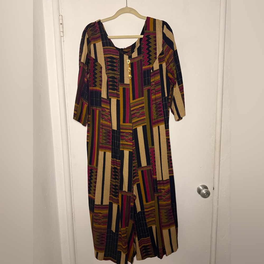 Denise Huxtable Multicolor Geometric Pattern Jumpsuit